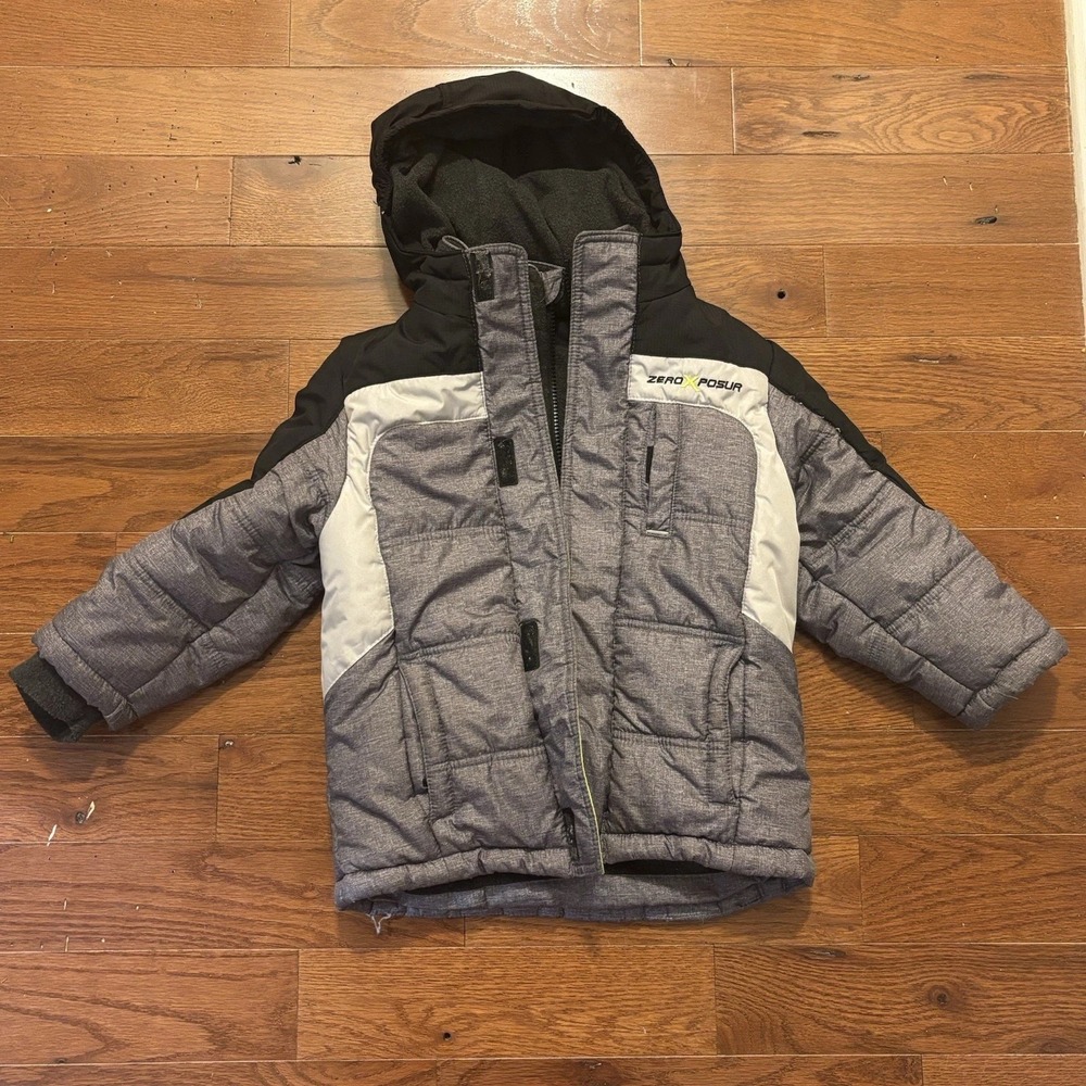 Zero Exposure Kids Coat Size S (4)‎ Toddler Coat Lime Green Gray Black